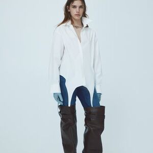 H&M Studio Collection white poplin shirt